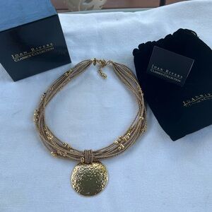 Joan Rivers Gold Multi-Strand Necklace with Hammered Pendant